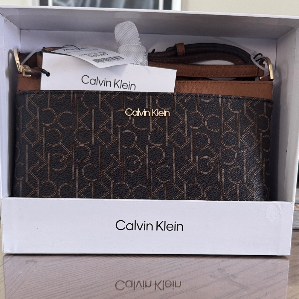 Calvin Klein Monogram Brown and Black Messenger Bag